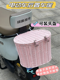 电动车后置车筐大号带盖头盔收纳车后尾挂篮储物前置放书包东西.