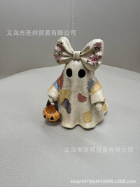 Patchwork Ghost Halloween Decor Resin Figurine