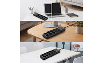 10-Way Desktop Power Strip with USB Overload Protection Power Strip with USB Ports Compact Multi-Plug Outlet with Switch Space-Saving for Office, Dorm Room