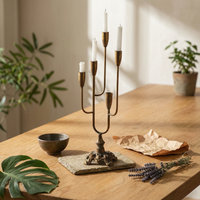 Five-Arm Candelabra Branched Candlestick Holder with Five Arms Portavelas Alto Decorativo Candelabro De Cinco Brazos Elegante