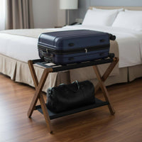 Wooden Luggage Rack Space Saving Folding Luggage Rack No Assembly for Bedroom