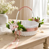 Flower Girl Flower Basket Pastel Colors Wedding Decor Keepsake for Bridesmaid