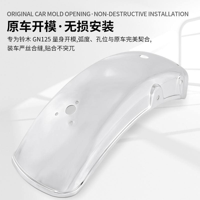 Vintage Motorcycle Rear Fender for Suzuki GN125, Black/Silver