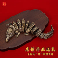 黄铜3D鳄鱼关节可活动纯铜创意个性桌面装饰工艺品摆件礼品批发