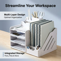 Multi-Layer Desktop File Organizer Rack, Stackable Document Storage for Office, Paper Filing Tray for Students 2 Layers