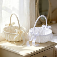 Flower Girl Basket Ribbon Bow Ceremony Decor Lightweight