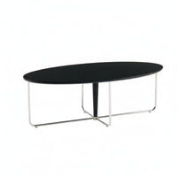 Oval Table with Metal Legs modernera Modern Oval Coffee Table with X-Base Minimalist Aesthetic Sturdy Construction for Renters