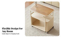 Space-Saving Rolling C-Shaped Stand with casters Side Table Multi-Functional Indoor Furniture dual-level Storage for Apartment Dwellers, Remote Workers, Living Room, Next to Sofa, Small Spaces, Beside Bed