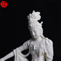 仿象牙果水月自在观音佛像中式禅意自在观世音菩萨像客厅玄关摆件