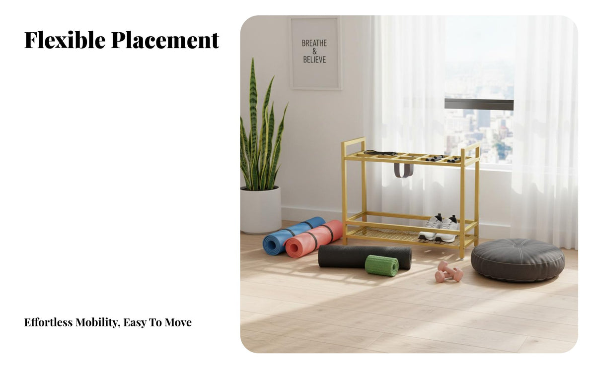 Space-Saving Exercise Mat Storage Rack Easy Retrieval Floor Standing Exercise Mat Holder Stable Design Floor Standing Foam Roller Stand Long-Lasting for Fitness Center
