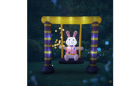 Inflatable Inflatable Rabbit on Swing Outdoor Easter Bunny Inflatable Festive Yard Decoration Cute for Families