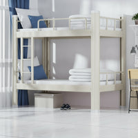 Metal Bunk Bed Two-Tier Bunk Bed with Ladder Space-Saving Furniture for Students, Roommates, Dormitories, Student Apartments, Hostels