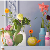 Nordic Ins Style White Ceramic Swan Vase with Pink Accent