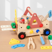Wooden Tool Bench Toy for Kids, Disassemble and Assemble Nuts and Bolts, Educational