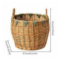 Handwoven Wicker Storage Basket Handcrafted Woven Basket with Handles Lightweight for Kitchen