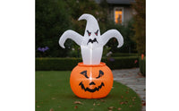 Outdoor Halloween Inflatable with LED Light Lighted Inflatable Ghost with Pumpkin Giant Inflate Ghost Bright for Yard