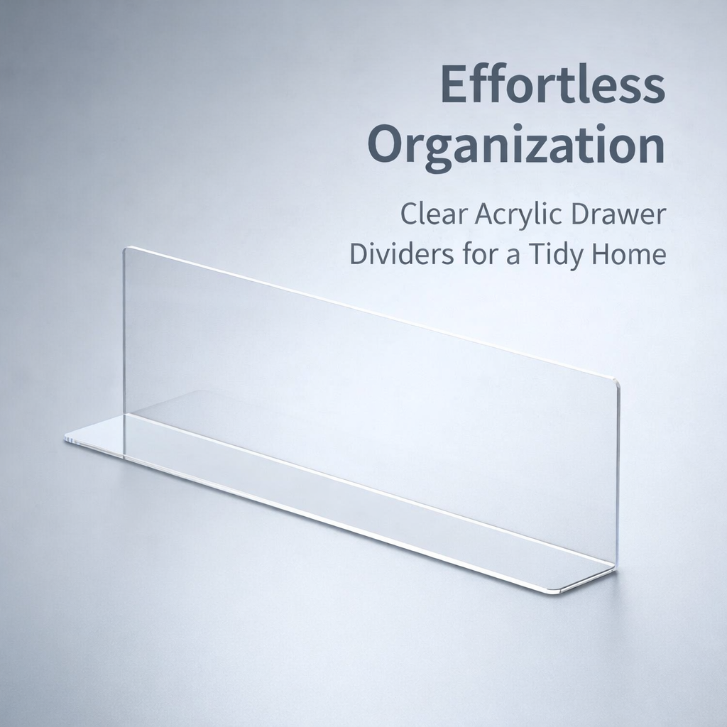 Acrylic Drawer Divider L-Shaped Removable, Storage Organizer for Living Room Kitchen Separator Dividers