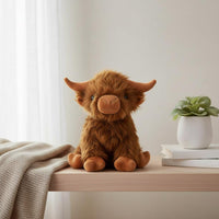 Cute Highland Cow Stuffed Toy Soft Scottish Highland Cow Stuffed Creature Great Gift for Children, Toddlers, Bedroom, Nursery