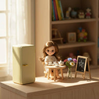 Miniature Refrigerator Realistic Details Doll Kitchen Refrigerator Handmade Retro Metal Mini Fridge for Children, Hobbyists