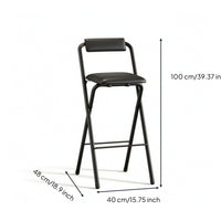 Folding Bar Stool with Backrest Portable High Bar Stool with Padded Seat Supportive Furniture for Kitchen Island