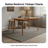 Solid Wood Rattan Chair Versatile Design Cane Back Dining Chair Strong Load-Bearing Household Furniture for Business Owners, Study Room, Kitchen, Cafe