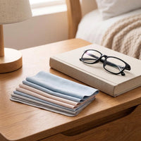Suede Microfiber Glasses Cleaning Cloth with Glasses Cleaner, 15cm x 15cm Glasses Wipes for Screens, Reusable Textured Sand Gray Blue Wipes