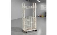 Rolling Storage Trolley Flip-Style Mobile Storage Trolley Metal Basket Rack Exposed-frameFrame Shelving Single-Piece Rectangular