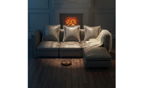 Miniature Sofa with Ottoman Faux-Leather Miniature Corner Sofa Modern Dollhouse Couch with Ottoman for Collectors