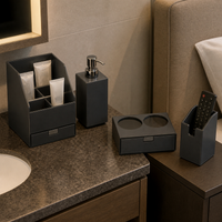 Hotel Bathroom Amenity Organizer Tray for Toiletries, Toothbrushes, Remote Controls, and Tissues