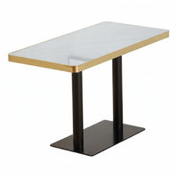 4-Seater Restaurant Table and Chairs Sintered Stone Top Commercial Furnishing sturdy Duty Easy to Clean for Canteens, Bistro