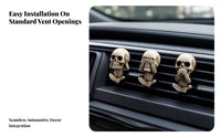 Aged-Bone Look Car Vent Ornament with Clip Long-Lasting Skeleton Skull Figure Gothic Resin Skeleton Ornament Spooky for Goth Decor Lovers, Halloween Decoration