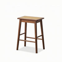 Bar Stool with Cane Seat Rectangular Cane Stool Retro Barstools for Kitchen Island