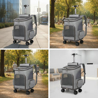 Wheeled Pet Backpack Carrier Ventilated Rolling Pet Carrier Breathable Handsunrestricted for Dog Owners, Travel, Vet Visits, Commuting