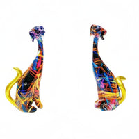 Resin Dog Figurines Slender Mini Resin Dogs Sculptural Mini Dog Figurines for Desk, Living Room