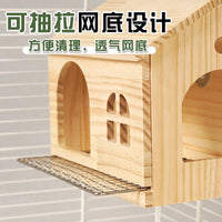 Pull-out Bottom Net Bird Nest, Wooden House for Parrots, Small Shelter Toy
