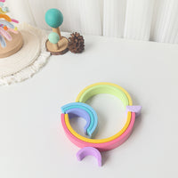 Rainbow Building Blocks Large Montessori Wooden Arch Bridge Educational Toy for Kids 3-4 Years