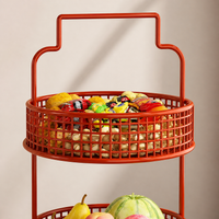 2 Layer Fruit Basket, Metal Fruit Bowl for Kitchen Organisation, Countertop Storage Rack for Snacks & Fruit, Decorative Household Holder