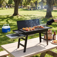 Foldable Charcoal BBQ Grill with Storage Rack for Outdoor Camping and Picnics