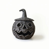 Pumpkin with Jack-O'-Lantern Face Halloween Woven Jack-O'-Lantern Woven Pumpkin Rustic Tabletop Ornament Braided for Entryway