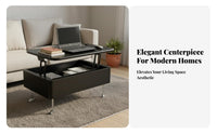 Space Saving Lift Top Coffee Table Sturdy & Long-Lasting Small Apartment Coffee Table Solid Wood Construction Easy Assembly for Families, Homeowners, Telecommute Workers