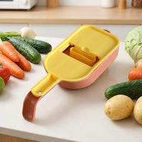 Vegetable slicer stainless steel blades, mandoline vegetable slicer with 5 blades, onion chopper with container, 10.5x29.5cm for salads