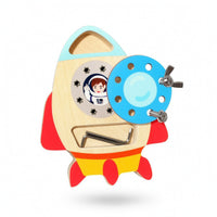 Fine Motor Wooden Spacecraft Toy Educational Screw Board with Tools Hands-on Screwdriver Board Set Practical Life for Preschoolers