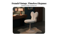 Round plush Stool rotate Function Makeup Chair Easy Assembly for Walk-in Closet