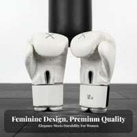 Wear-Resistant PU Leather Women's Boxing Gloves Thick Padding Female Sparring Gloves Multi-Layer Shock Absorption Wide Wrist Support for Girls, Youngsters, Gym