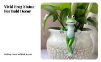 Resin Frog Statue Cute Design Funny Resin Frog Creative Poses Flower Pot Statue for Balcony, Desktop