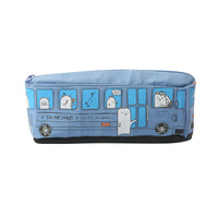 Cartoon Bus-Shaped Large Capacity Pencil Case - Korean Style Canvas Pencil Bag