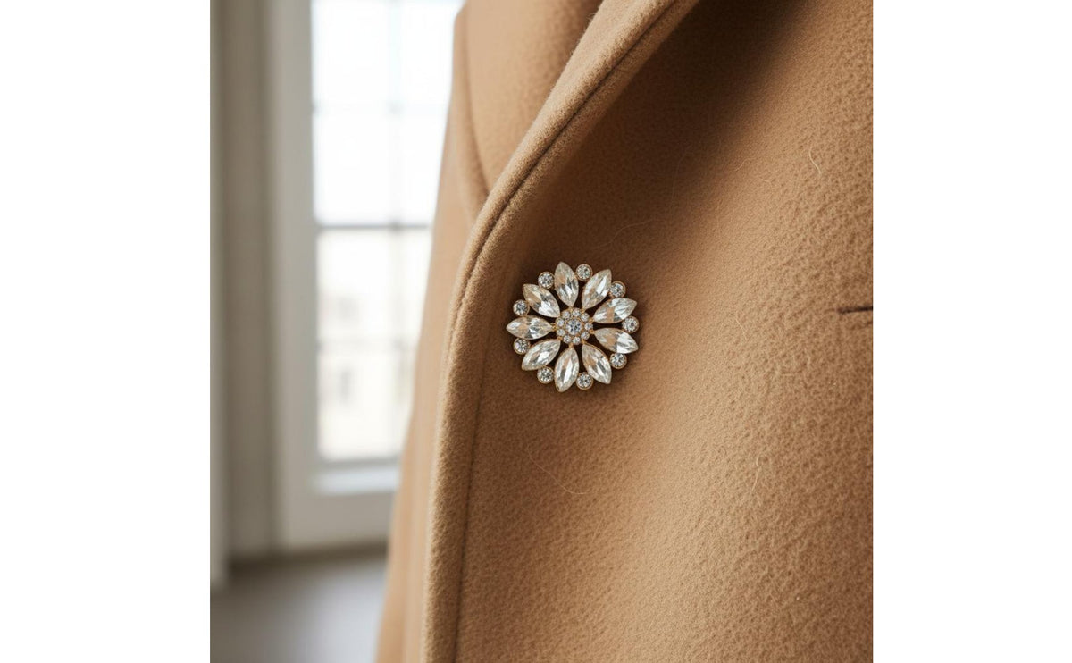Button with Metal Setting Faceted Floral Button Polished Flower Buttons for Costume Designers, Crafters