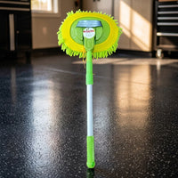 Cleaning Brush with Chenille Microfiber Mop Head for Car Wash, Extendable Long Handle Car Cleaning Tool, Wheel Brushes for Cleaning Car Wheels