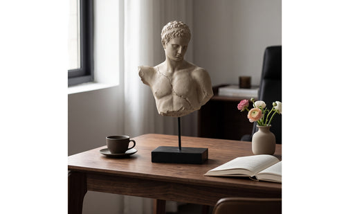 Classical-Inspired Human Figure Sculpture Decorative Tabletop Sculpture Three-Dimensional Head Bust Artistic for Home Decorators, Entryway, Office, Living Room