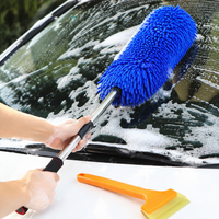 RV Wash Mop, Car Wash Brush for RV Truck SUV, Long Handle Chenille Microfiber Car Wash Mop, Telescopic 70-85cm Stainless Steel Handle